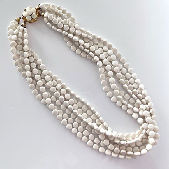 Vintage Art Deco Celluloid Multi Strand Bead Necklace - Picture 2 of 6